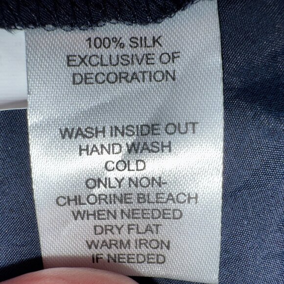 Loft Navy 100% Silk Dressy Shell w/Silver Beaded Neck - Medium - Picture 5 of 5